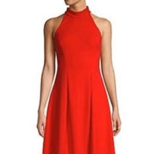 Calvin Klein Fit and Flare Red Halter Dress